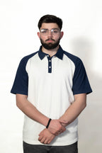 Navy blue and Cream Raglan Sleeve Polo shirt
