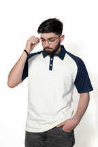 Navy blue and Cream Raglan Sleeve Polo shirt