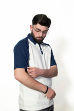 Navy blue and Cream Raglan Sleeve Polo shirt