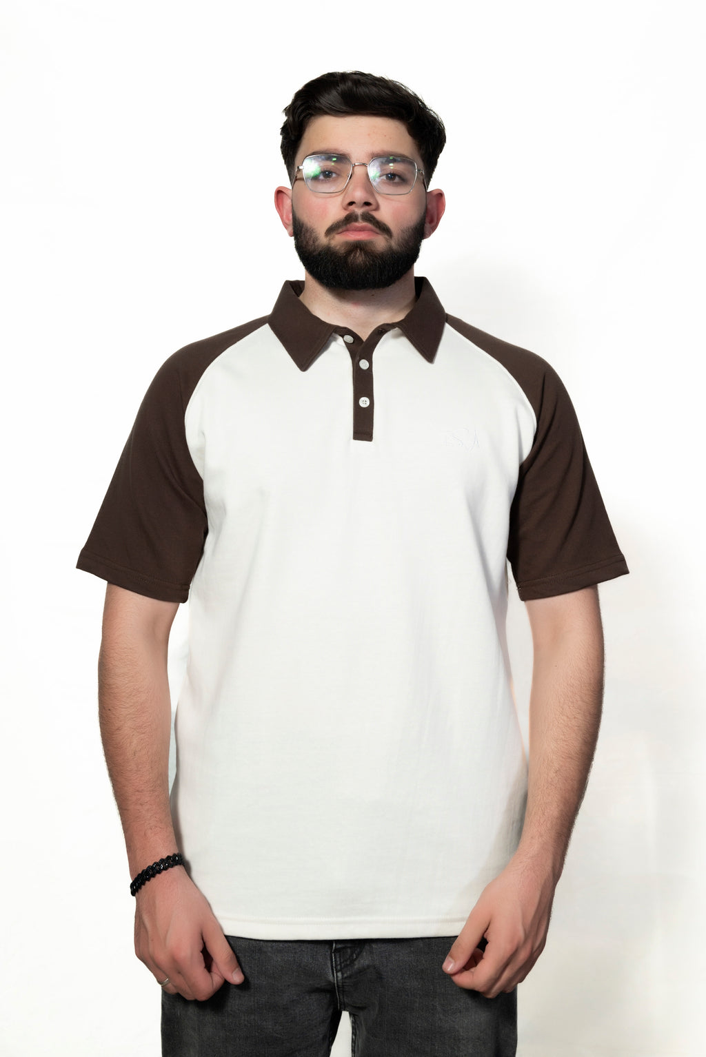 Brown and Cream Raglan Sleeve Polo shirt