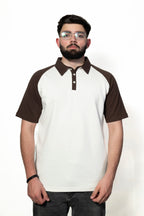 Brown and Cream Raglan Sleeve Polo shirt