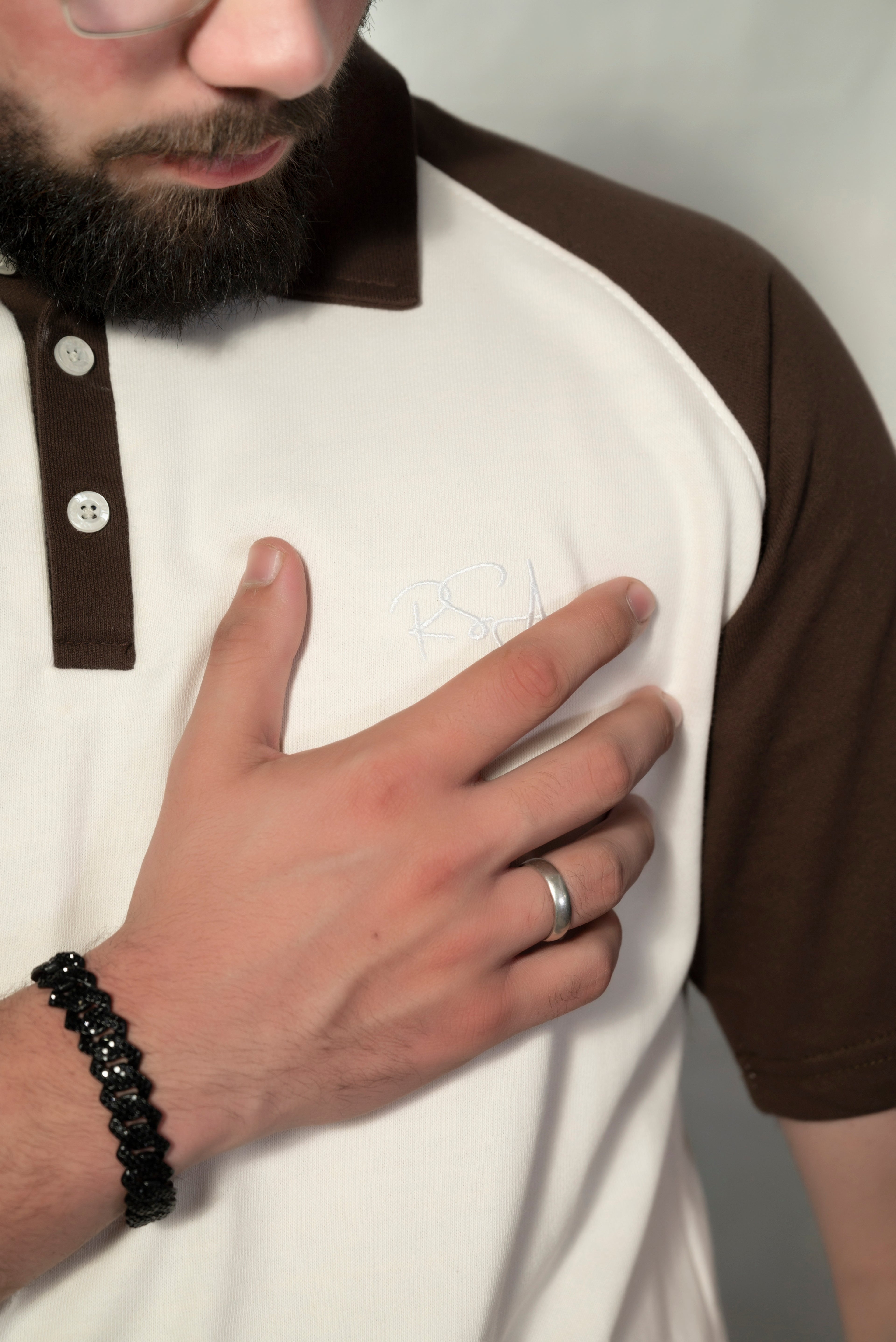 Brown and Cream Raglan Sleeve Polo shirt