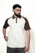 Brown and Cream Raglan Sleeve Polo shirt