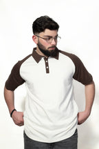 Brown and Cream Raglan Sleeve Polo shirt