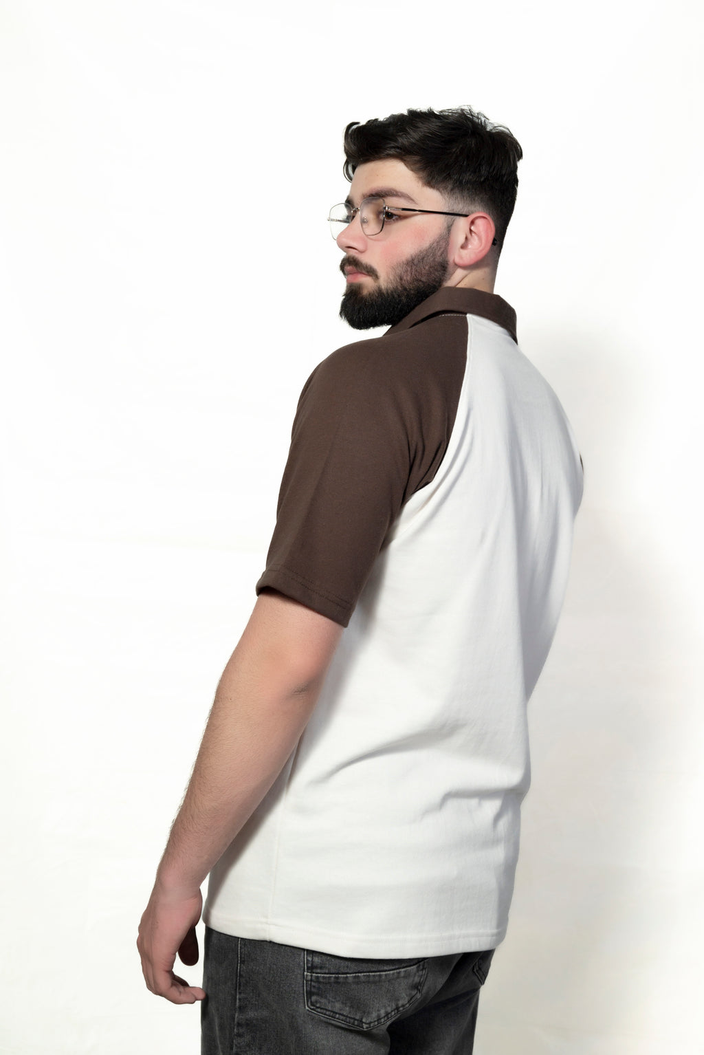Brown and Cream Raglan Sleeve Polo shirt