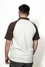 Brown and Cream Raglan Sleeve Polo shirt