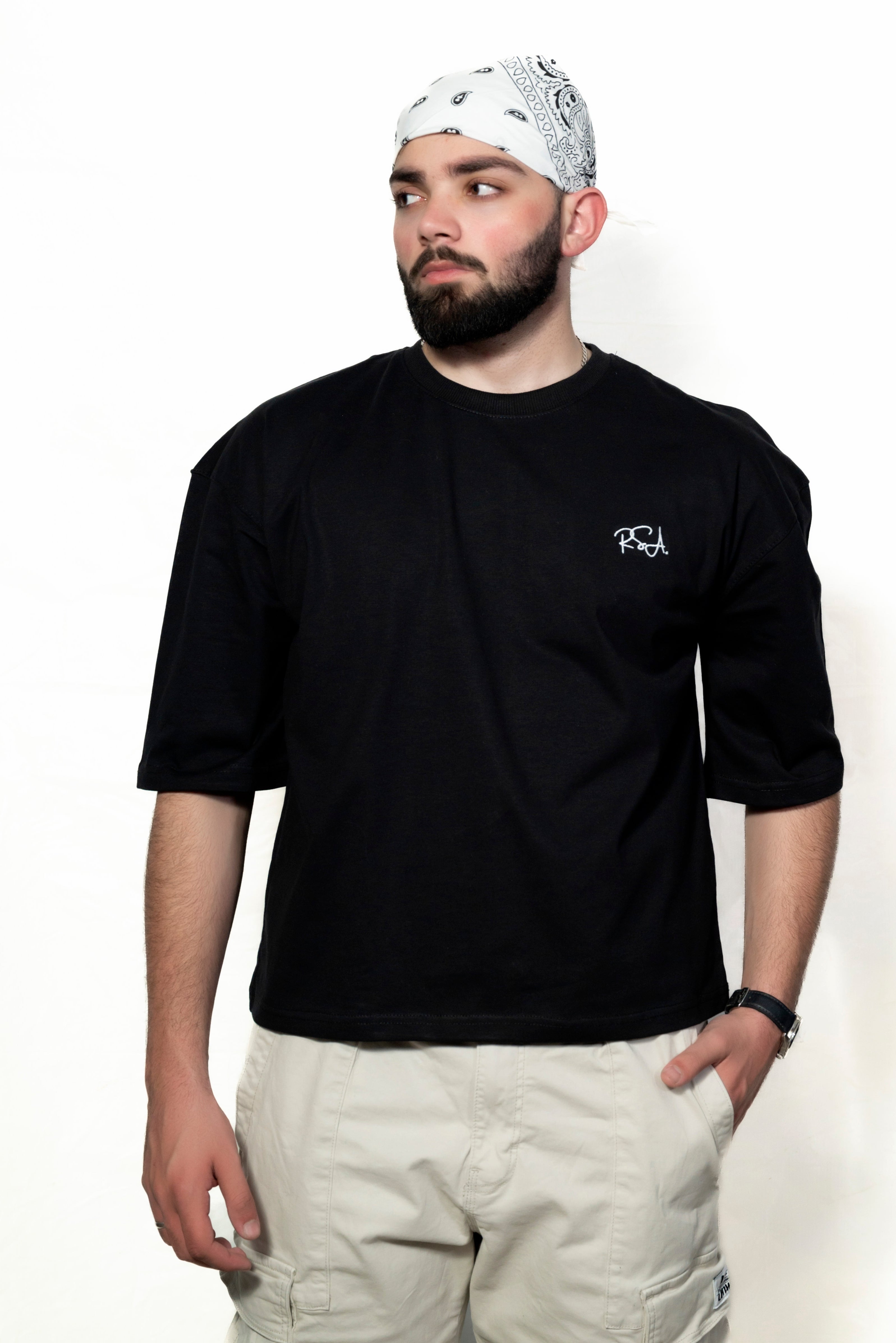 Jet black cropped T-shirt